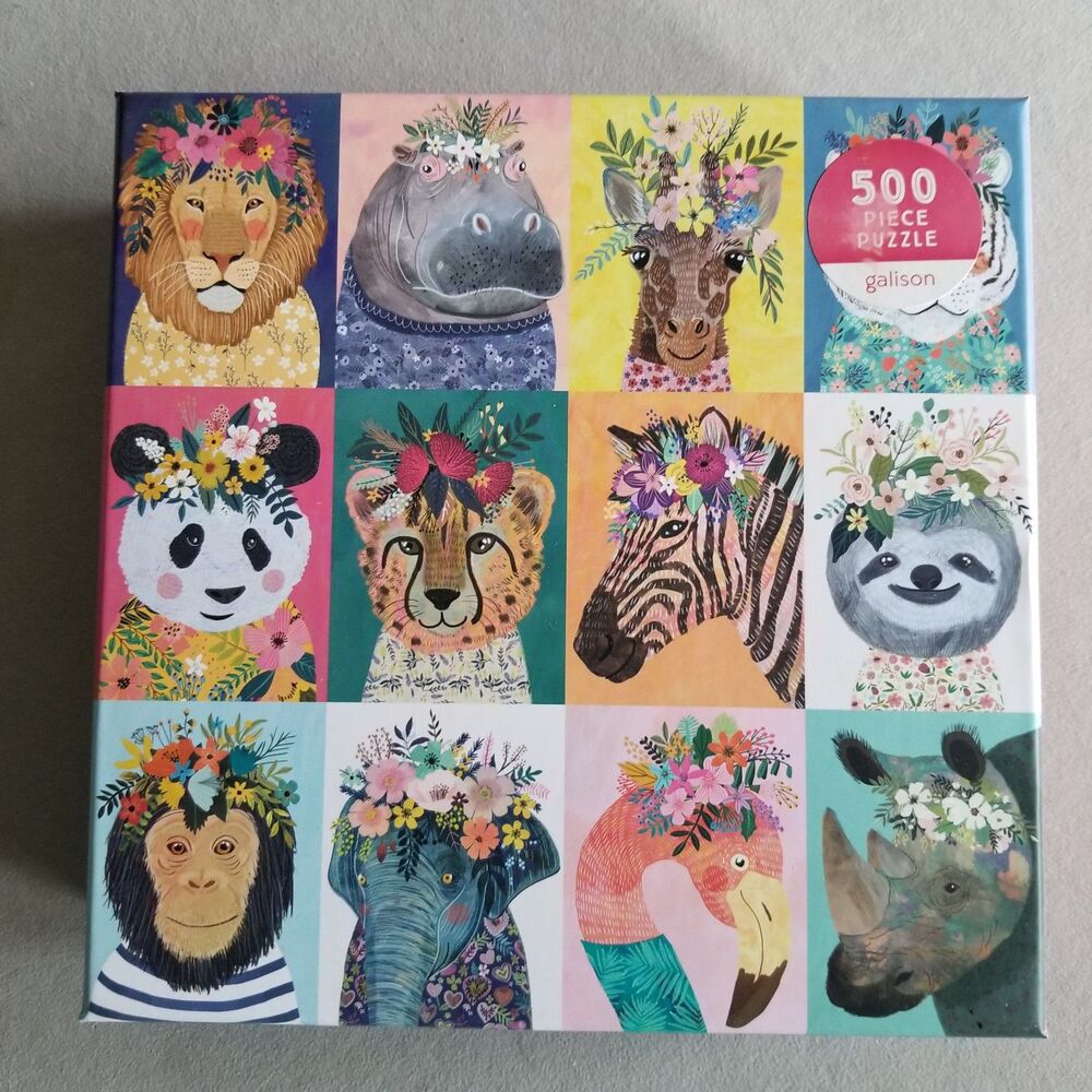 Galison Wild Spirit 500 pc Mia Charro Complete Tiger Lion Panda Monkey Zebra